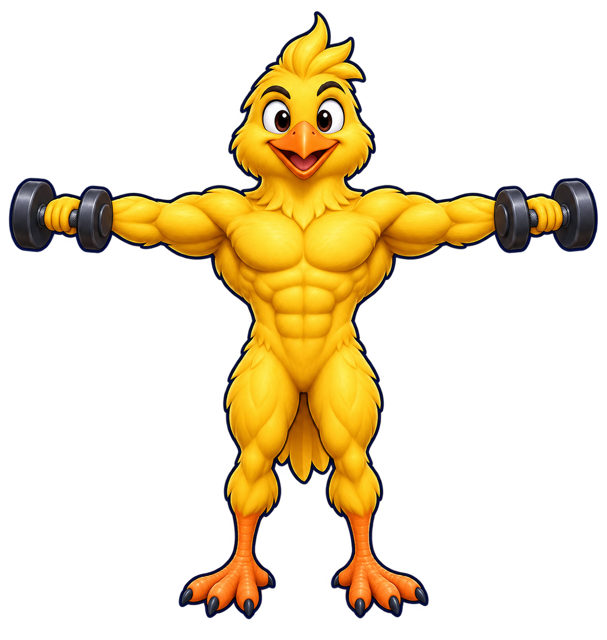 Yellow Flap Fit bird performing lateral raises