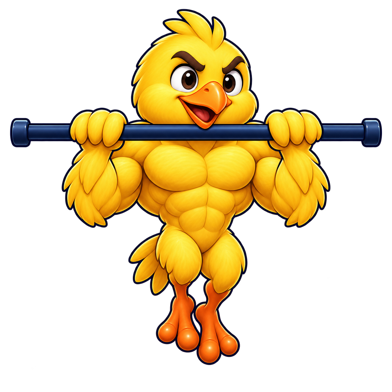 Yellow Flap Fit bird performing pull-ups